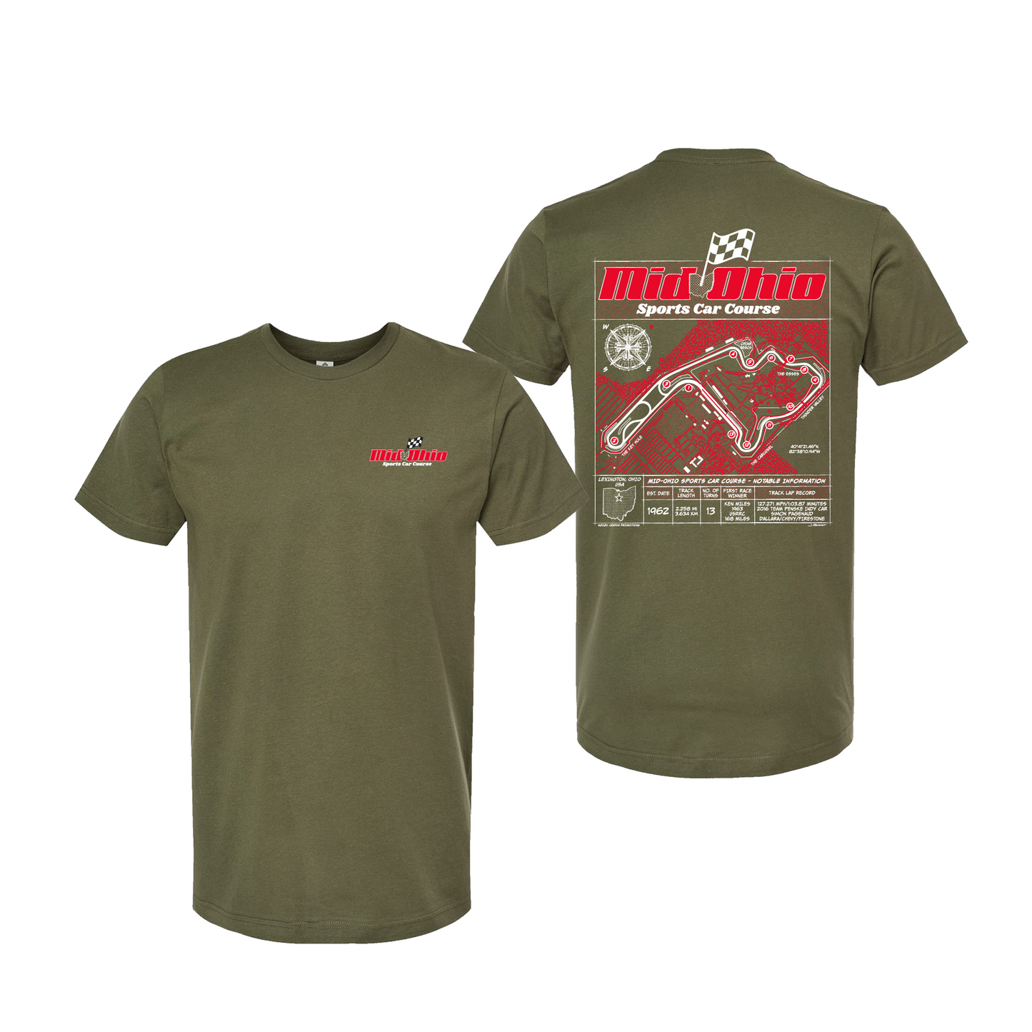 Mid-Ohio Track Blueprint Tee - Military Green