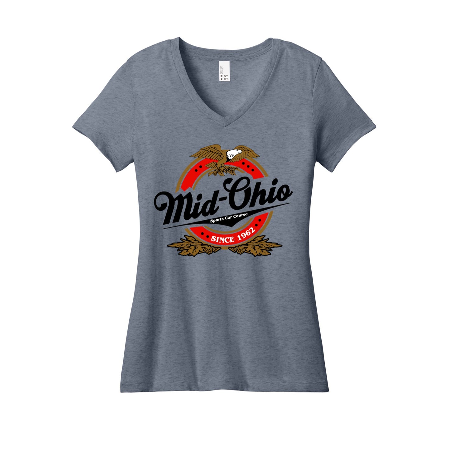 Mid Ohio Ladies V-Neck Tee - Heathered Navy