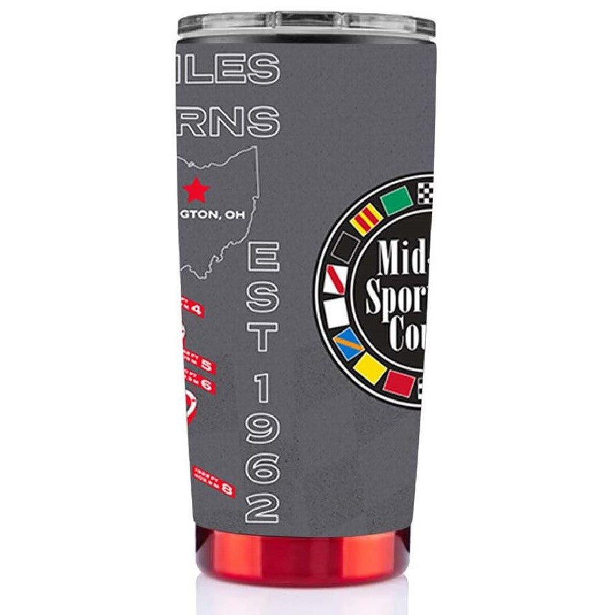 Mid-Ohio Track Outline 20 oz Tumbler - Black/Red