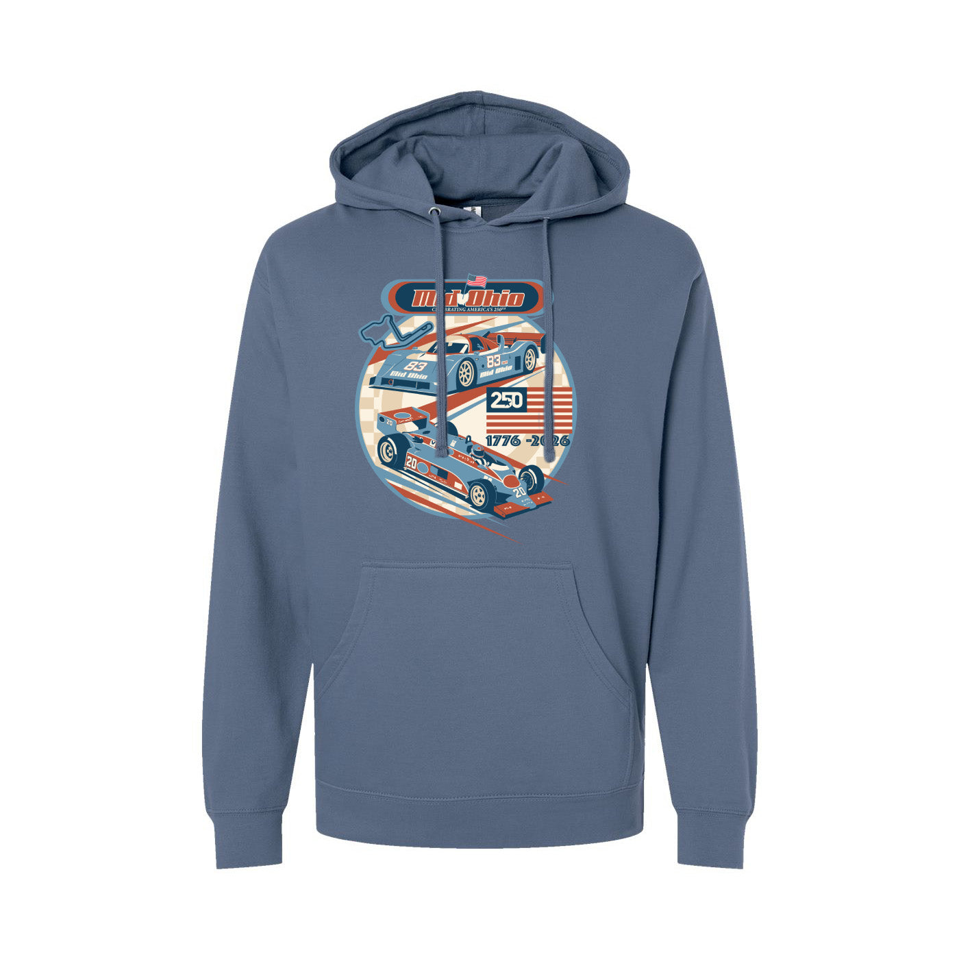 Mid Ohio USA 250 Retro Hooded Sweatshirt - Blue