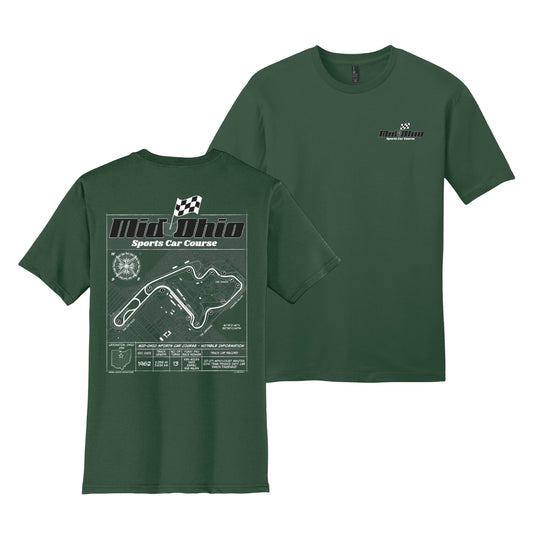 Mid Ohio Blueprint Tee - Forest Green