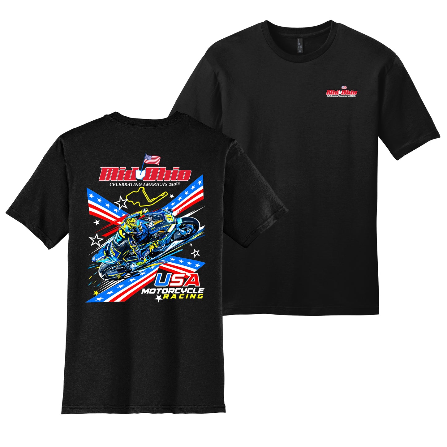 Mid Ohio USA Motorcycle Racing Tee - Black