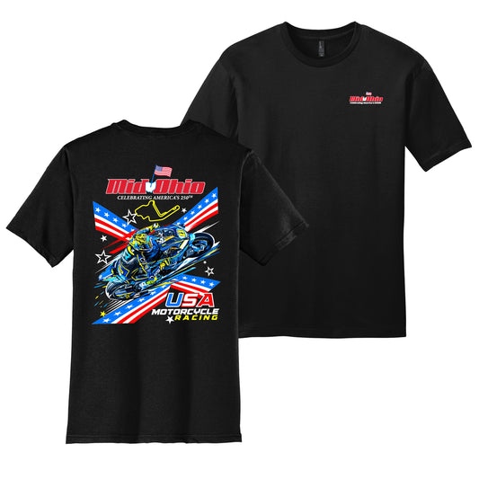 Mid Ohio USA Motorcycle Racing Tee - Black