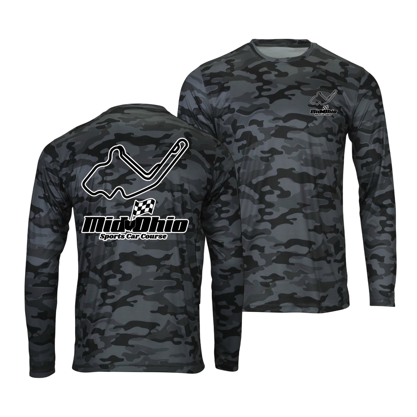 Mid Ohio Long Sleeve Camo Performance Tee - Smoke