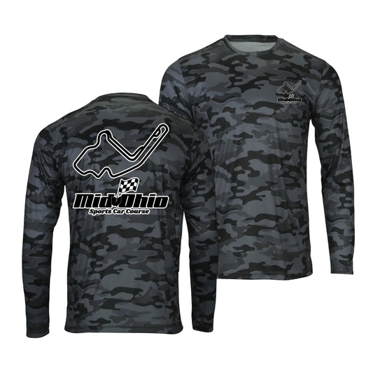 Mid Ohio Long Sleeve Camo Performance Tee - Smoke