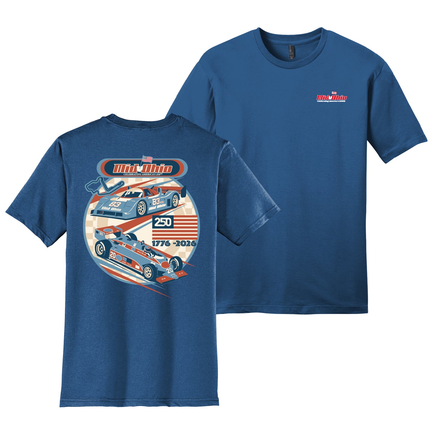 Mid Ohio USA 250 Retro Tee - Blue