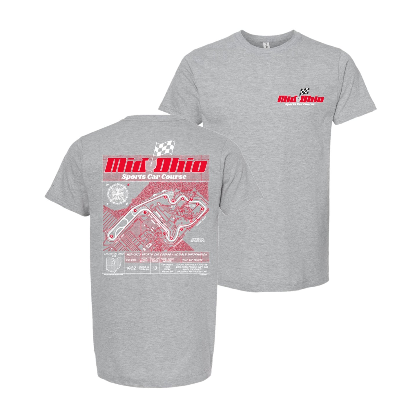 Mid-Ohio Track Blueprint Tee - Heather Grey