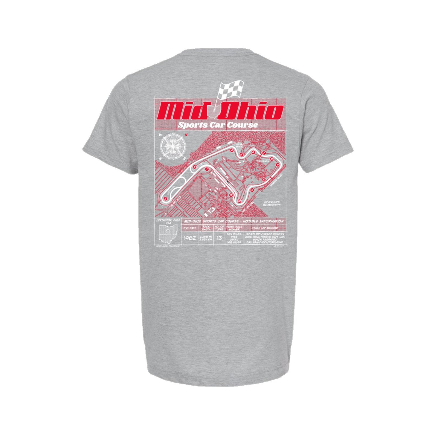 Mid-Ohio Track Blueprint Tee - Heather Grey