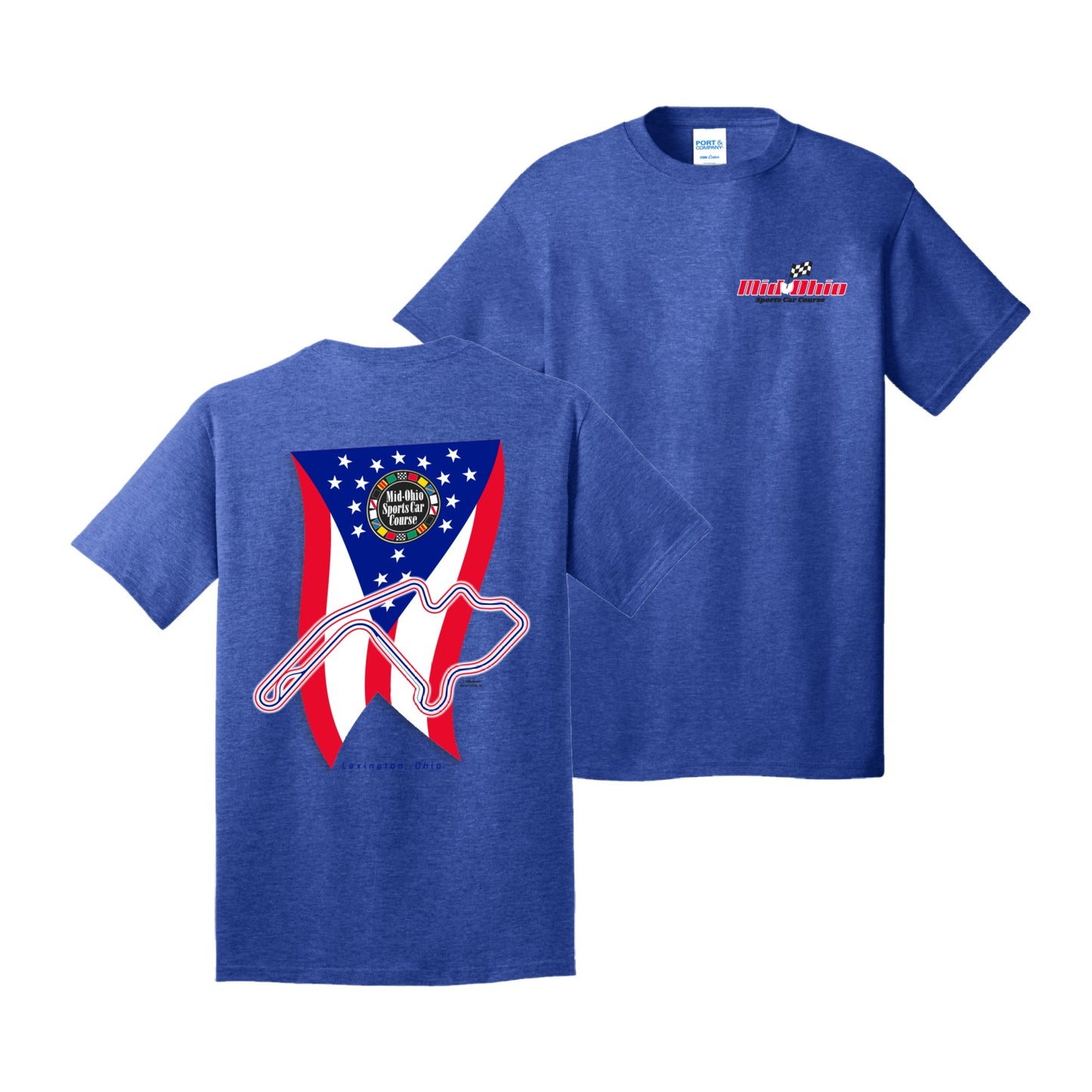 Mid-Ohio Flag and Track Outline Tee - Heather Royal