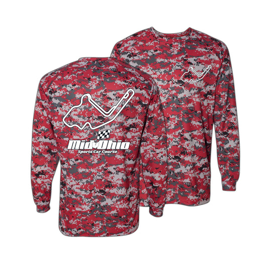 Mid Ohio Digital Camo Long Sleeve Performance Tee - Red