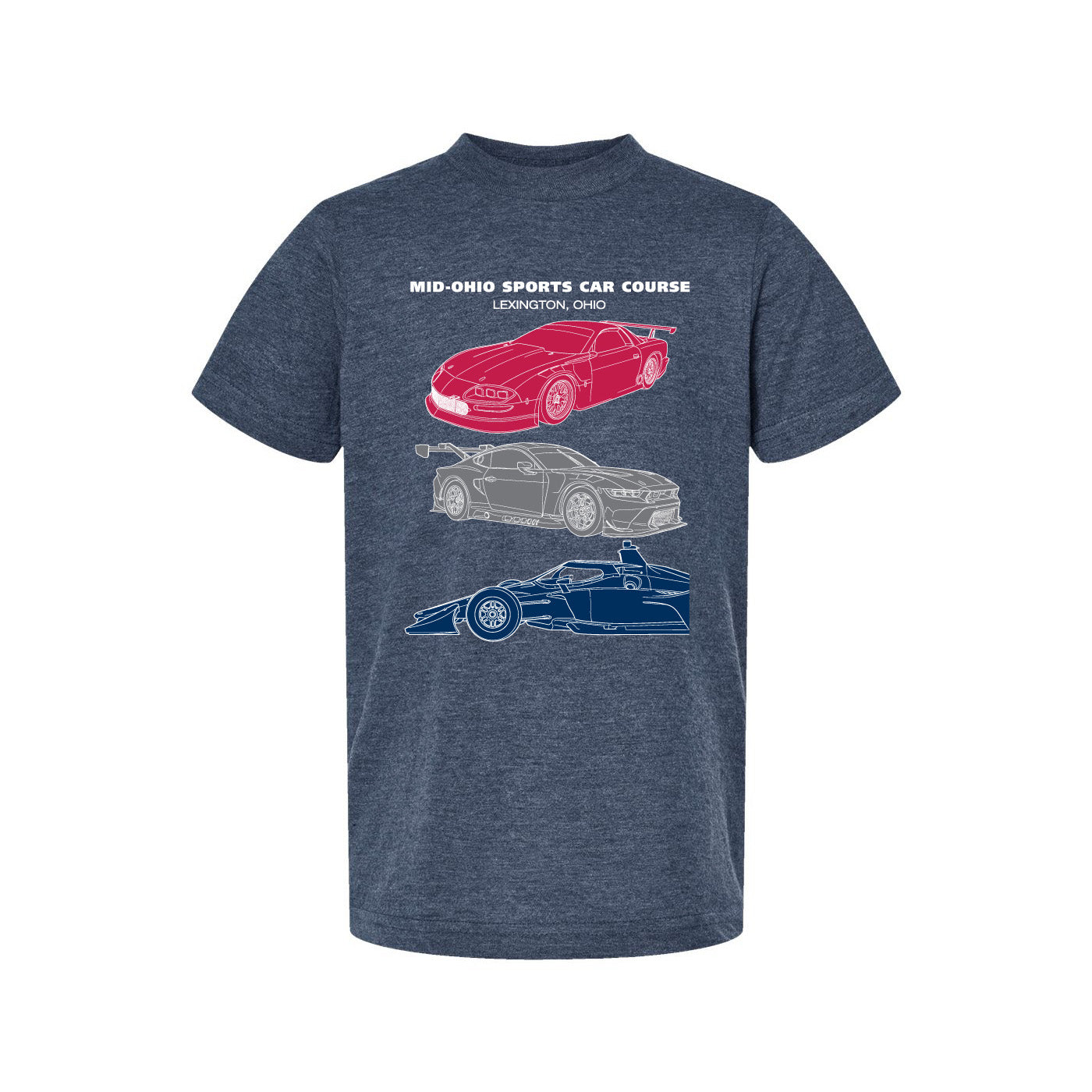Mid Ohio 3 Car Youth Tee - Heather Denim