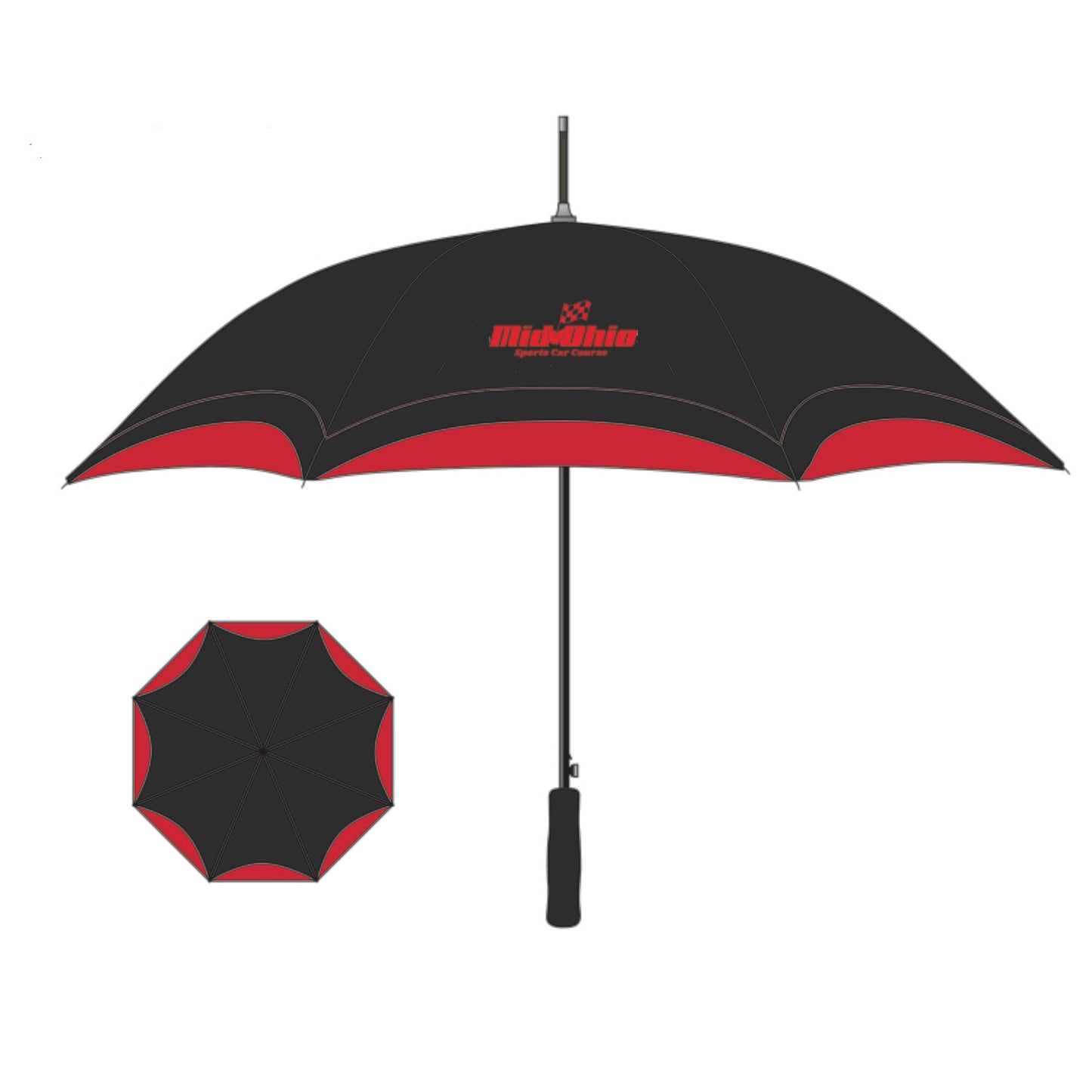Mid-Ohio Umbrella - Black/Red 46" Arc